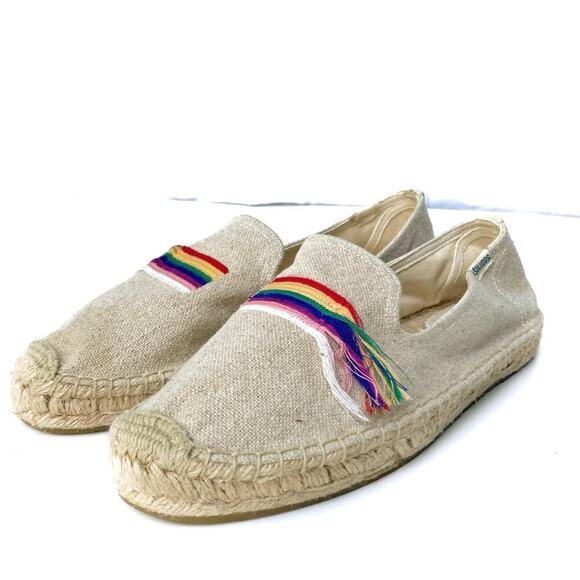 Soludos Unisex Rainbow Espadrilles Linen Slip-On Shoes Pride Edition Beach Flats - Picture 11 of 16